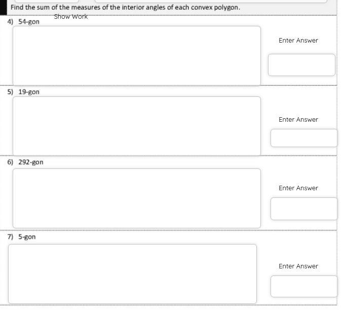 Find the sum of the measures of the interior angle of each convex polygon. show work-example-1