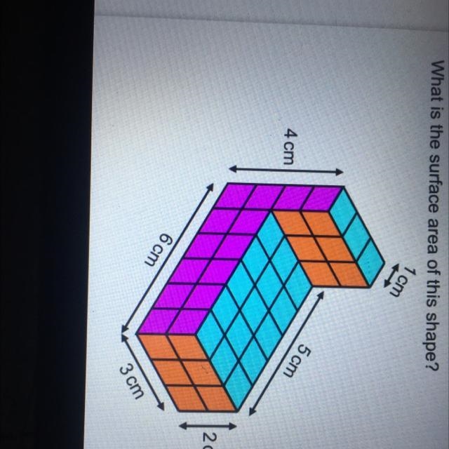 What is the surface area of this shape? 1 cm 5 cm 4 cm 2 cm 6 cm 3 cm-example-1