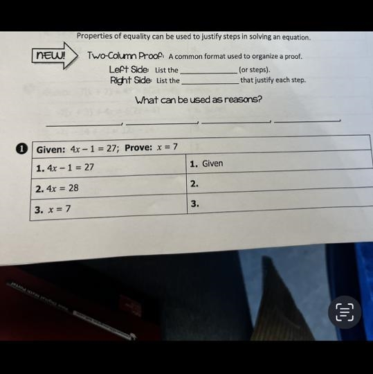 Properties of equality can be used to justify steps in solving an equation.-example-1