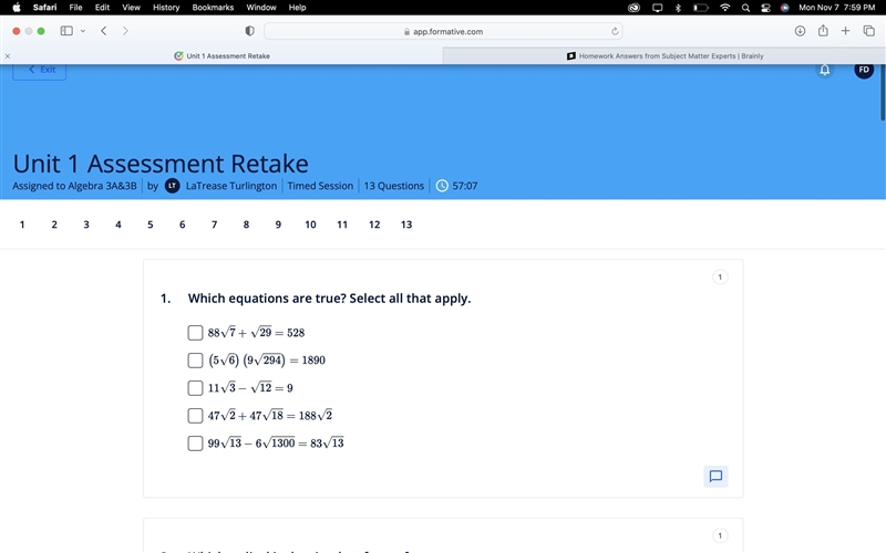 Which equations are true? Select all that apply.-example-1