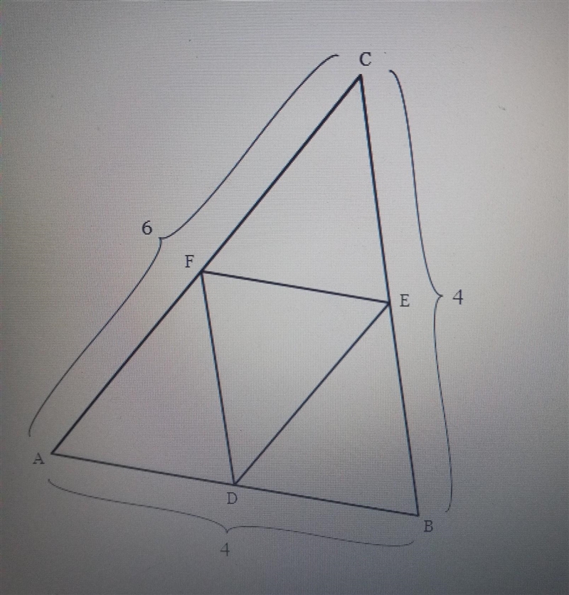 Triangle DEF is formed by connecting the midpoints of the side of triangle ABC. The-example-1