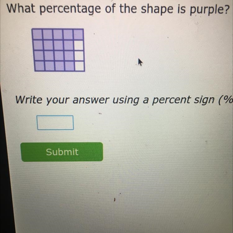 What percentage of the shape is purple?-example-1