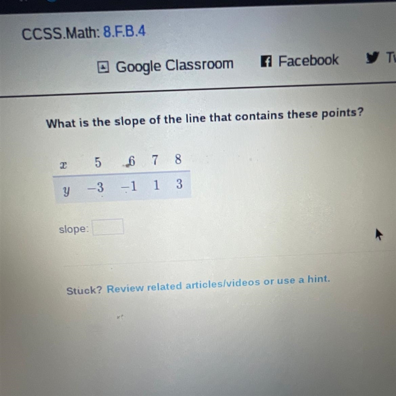 What is the slope of the line that contains these points?-example-1