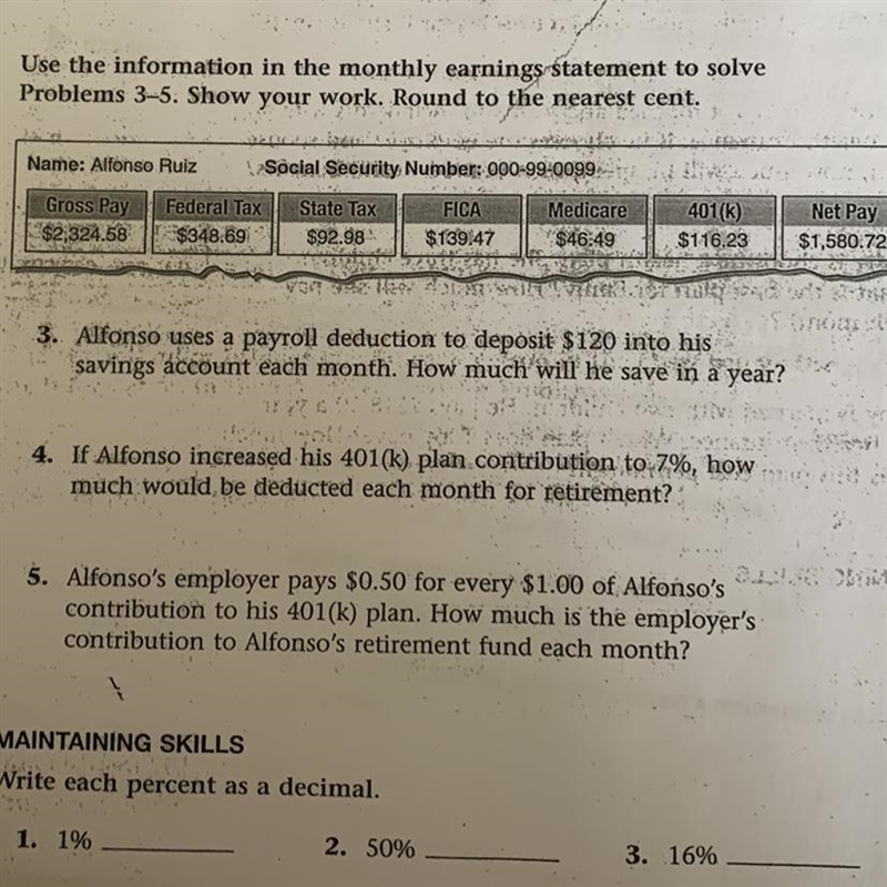 Alfonso uses a payroll deduction to deposit $120 into his savings account each month-example-1