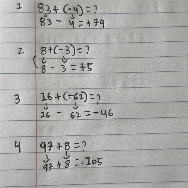 Hello, I was just doing some practicing for adding integers. I did some problems on-example-1