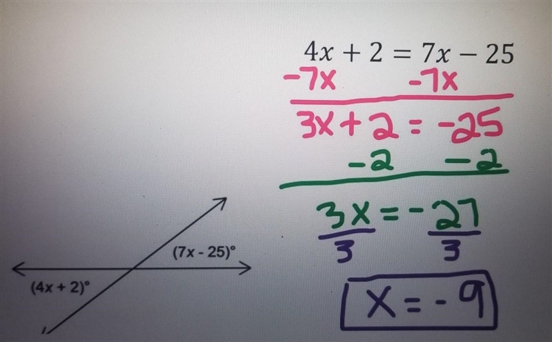 !!!!!!! Using the figure below, Maggie used the definition of vertical angles to help-example-1