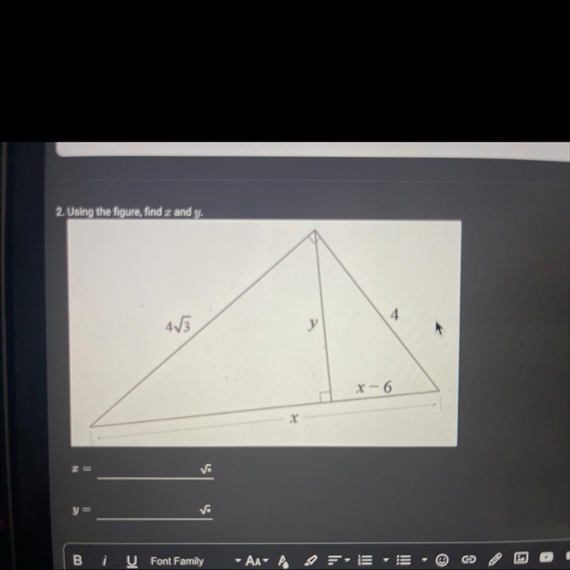 2. Using the figure, find and y.-example-1