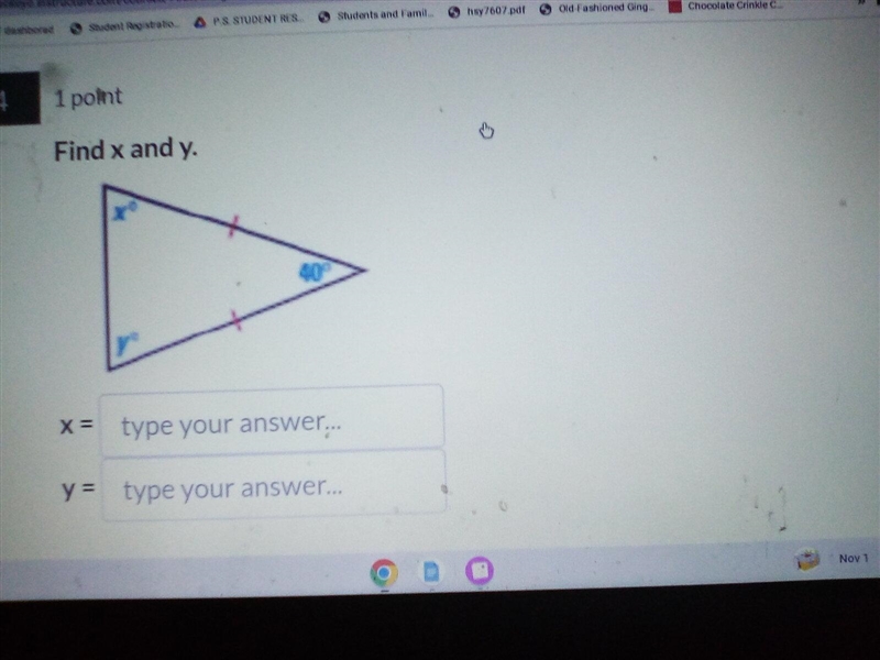 Please help!! Due in 2 minutes!! Find x and y:)-example-1