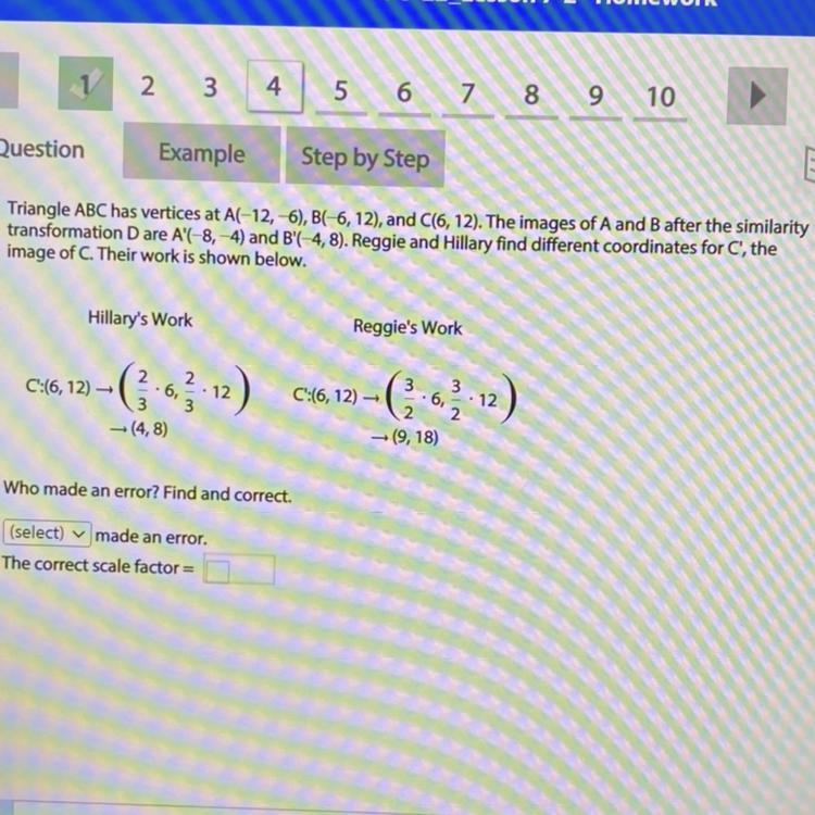 Who made an error? The correct scale factor= ?-example-1