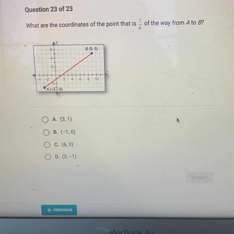 Question 23 of 23 What are the coordinates of the point that is of the way from A-example-1