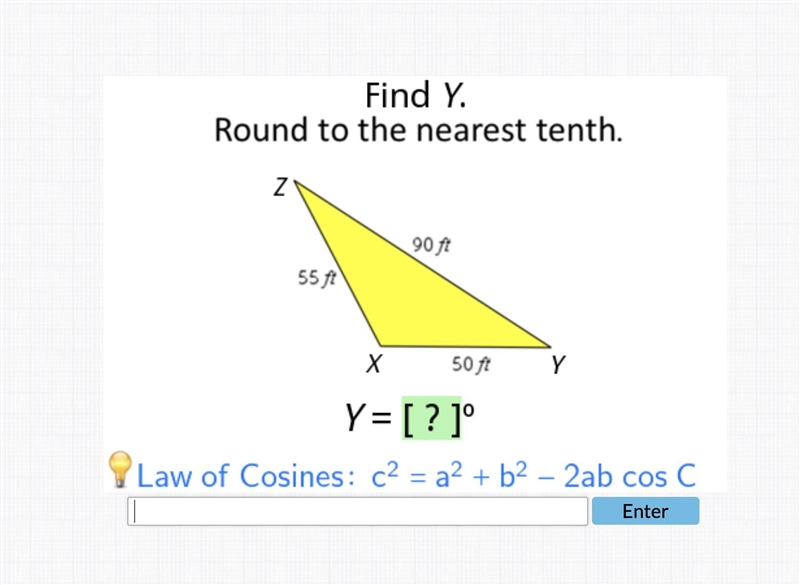 PLEASE HELP ME Subject: Law of Cosines-example-1