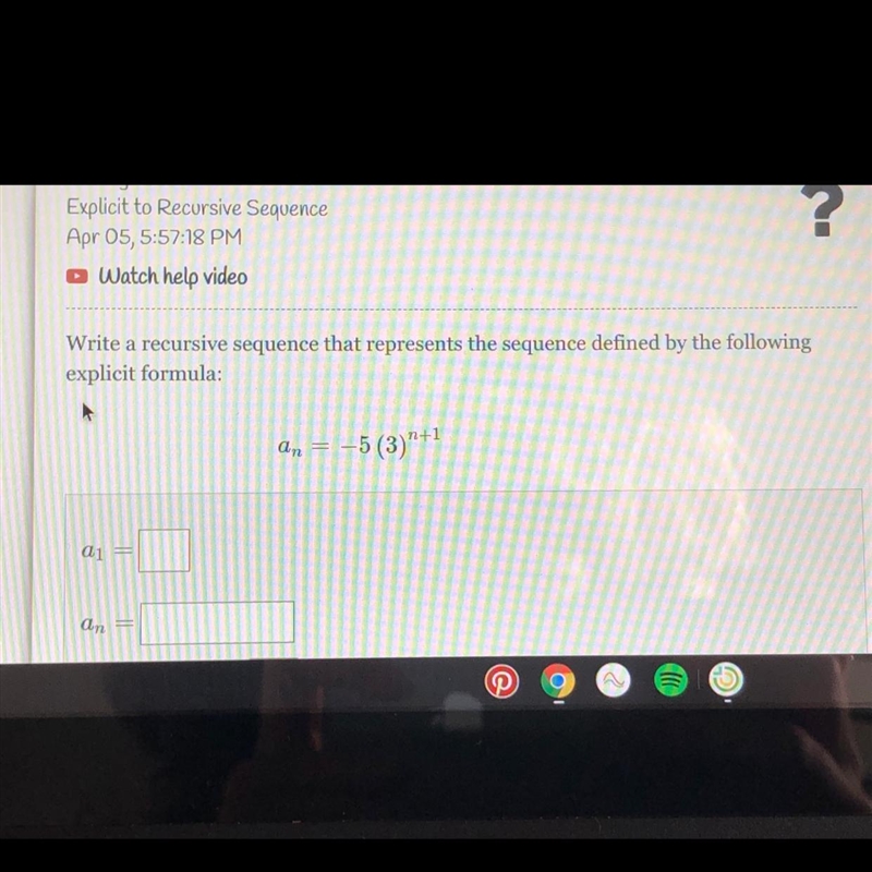 Pls help ill kiss u Write a recursive sequence that represents the sequence defined-example-1