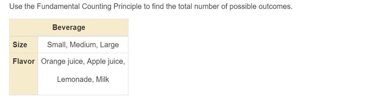 Use the Fundamental Counting Principle to find the total number of possible outcomes-example-1