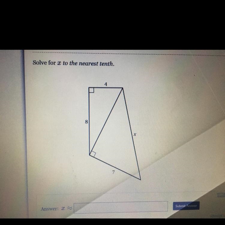 Solve for x to the nearest tenth!-example-1