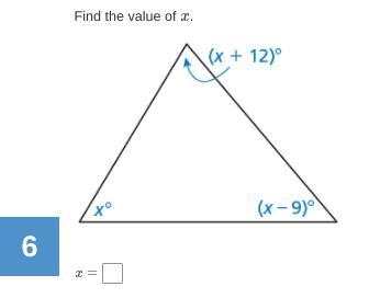 Find the value of x. A = x B = x + 12 C = x - 9-example-1