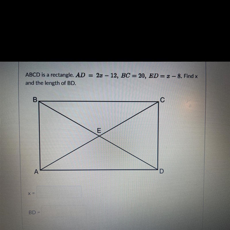 HELP, Find x and the length of BD-example-1