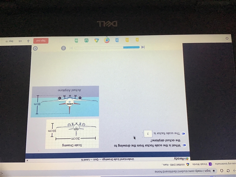 What is the scale factor from the drawing to the actual airplane the scale factor-example-1