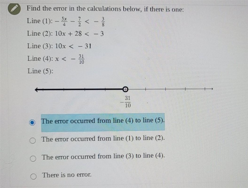 Find the error in the calculations below, if there is one:​-example-1