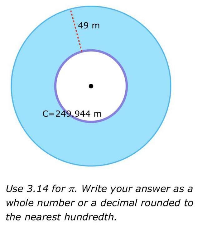 PLEASE HELP Both circles have the same center. The circumference of the inner circle-example-1