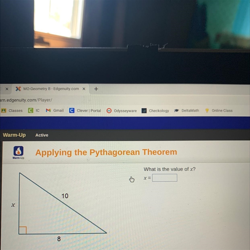 What is the value of x? 10 X 8-example-1