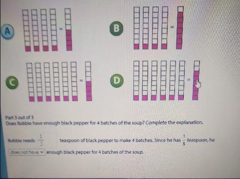 Robbie needs blank teaspoons of black pepper to make four batches since he has 1/3 teaspoons-example-1