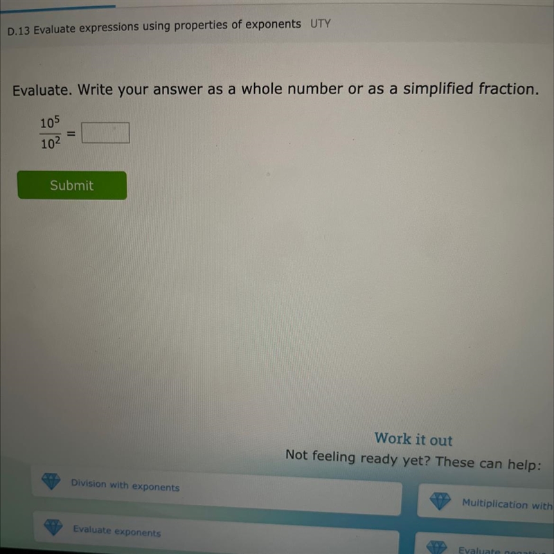 Evaluate. Write your answer as a whole number or as a simplified fraction.-example-1