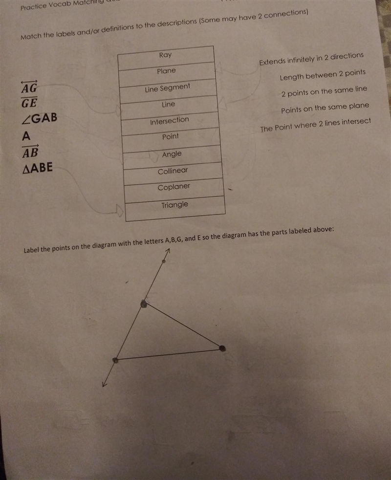 Can someone please help me with this geometry assignment? Top Part: Match the labels-example-1