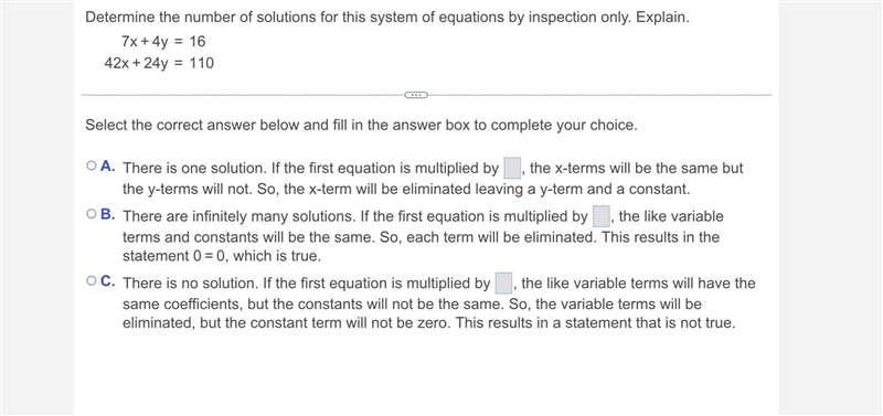 Determine the number of solutions for this system of equations by inspection only-example-1