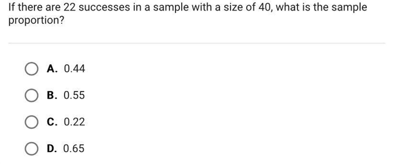 If there are 22 successes in a sample with a size of 40, what is the sampleproportion-example-1