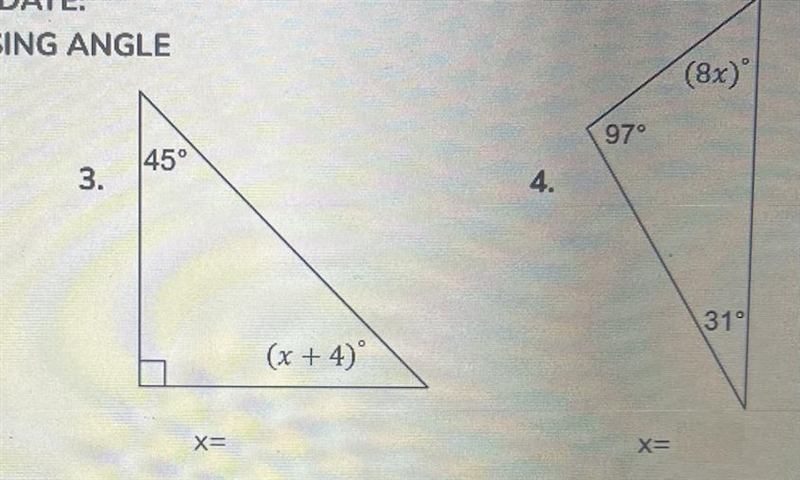 I need help finding the value of x for these problem?-example-1