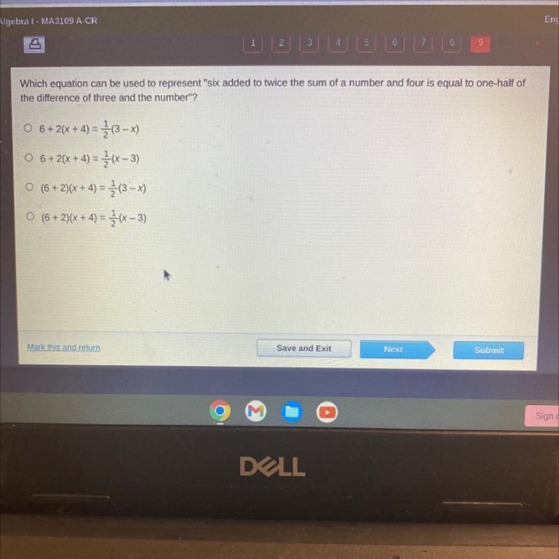 Which equation can be used to represent "six added to twice the sum of a number-example-1