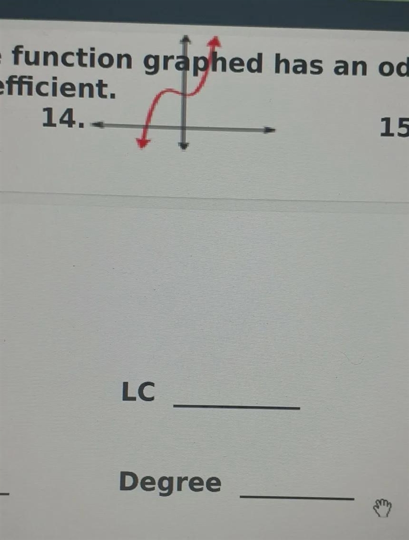 Identify whether the function graphed has na odd or even degree and a positive are-example-1