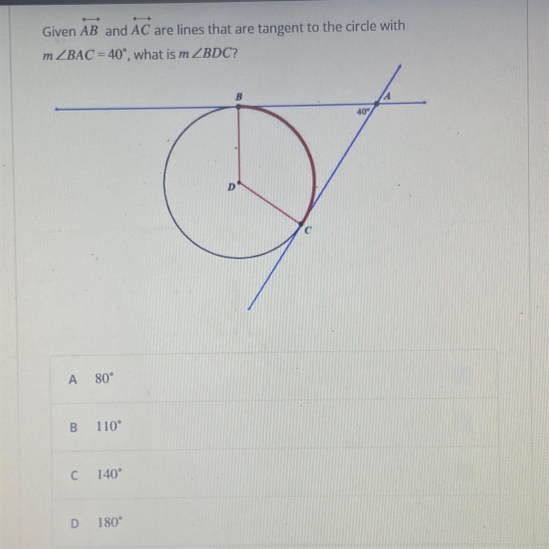 Given AB and AC are lines that are tangent to the circle with the measure of angle-example-1