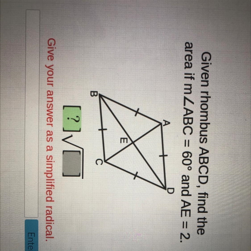 Find the area. Give your answer as a simplified radical.-example-1