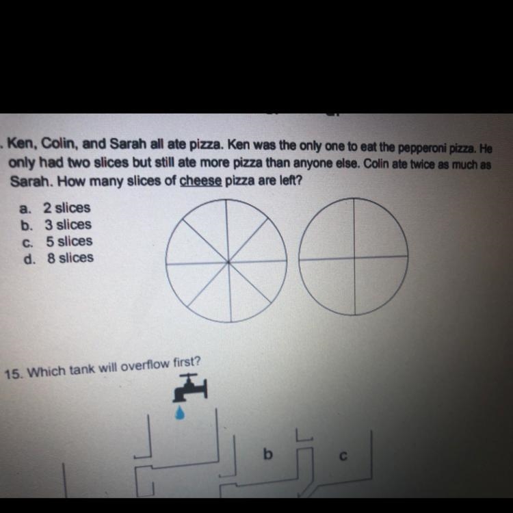 14. Ken, Colin, and Sarah all ate pizza, Ken was the only one to eat the pepperoni-example-1