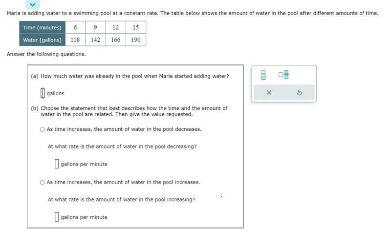 Finding the initial amount and rate of change given a table for a linear function-example-1