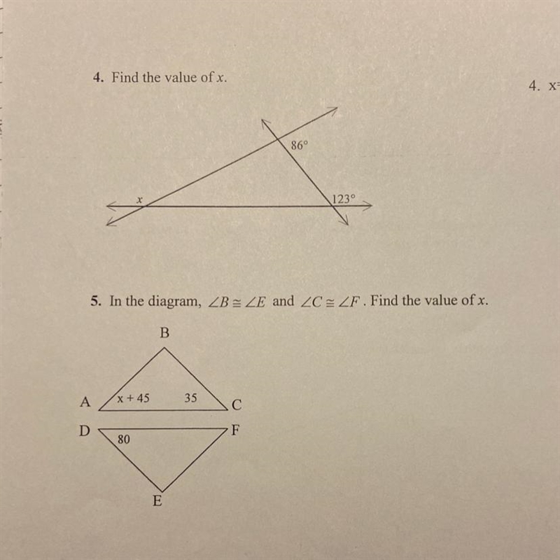 4. Find the value of x.-example-1