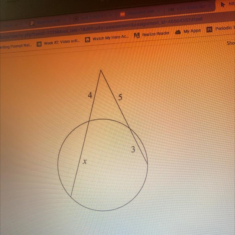 Find the length of line segment x.-example-1