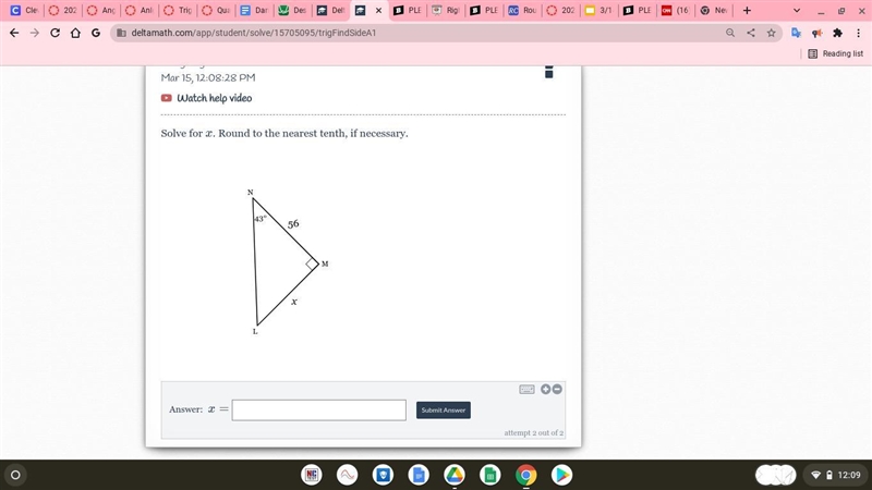 PLEASE ANSWER Solve for x. Round to the nearest tenth, if necessary.-example-1