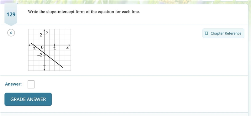 Write the slope intercept form of the equation for each line.-example-1