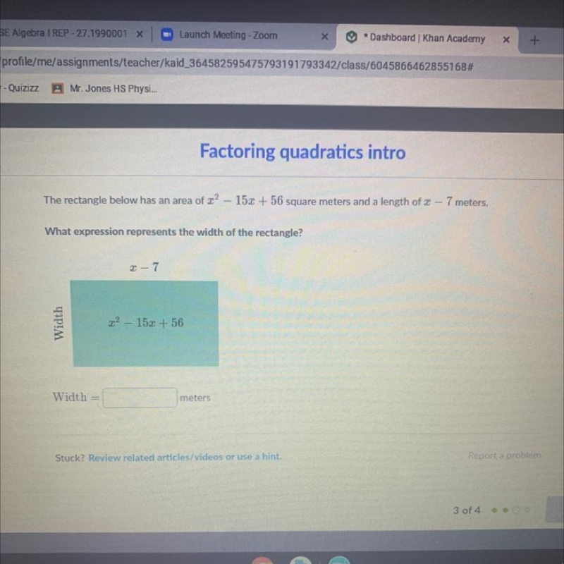 What expression represents the width of the rectangle-example-1