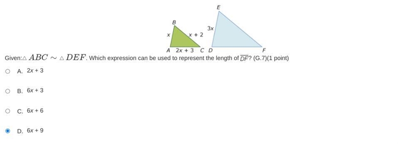 Solve for the missing side-example-1