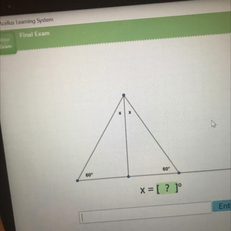 60° 60 x= [ ? jº Help please it’s for a final on acellus!!-example-1