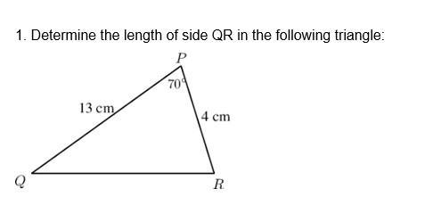 PLS HELP PLS Determine the length of side QR in the following triangle-example-1