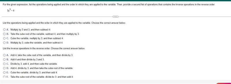 List the operations being applied and the order in which they are applied to the variable-example-1