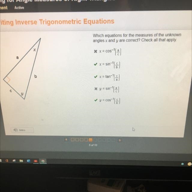 Riting Inverse Trigonometric Equations с y X b Which equations for the measures of-example-1