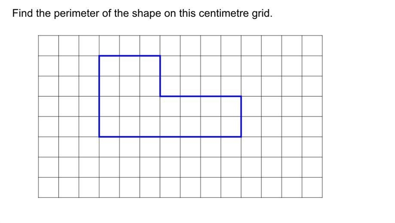 Find the perimeter of the shape on this centimeter grid.-example-1