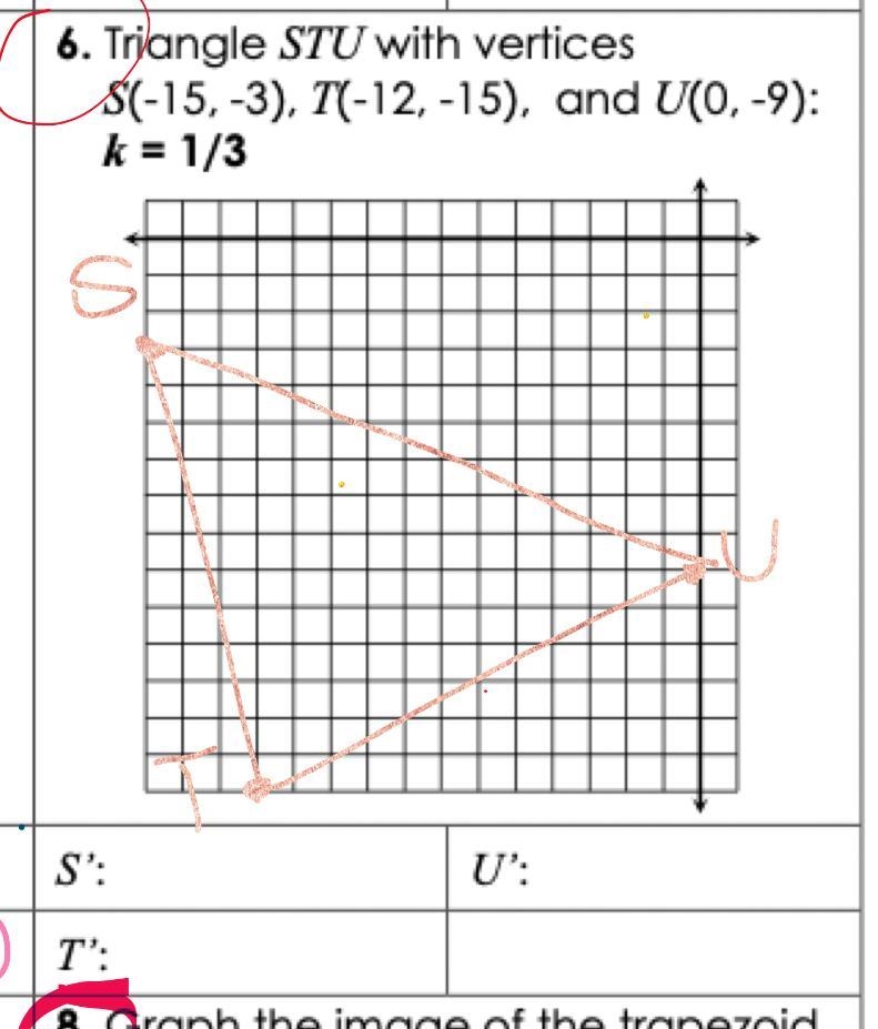 Im having trouble figuring this out, please help! Triangle STU with vertices S(-15, -3), I-example-1