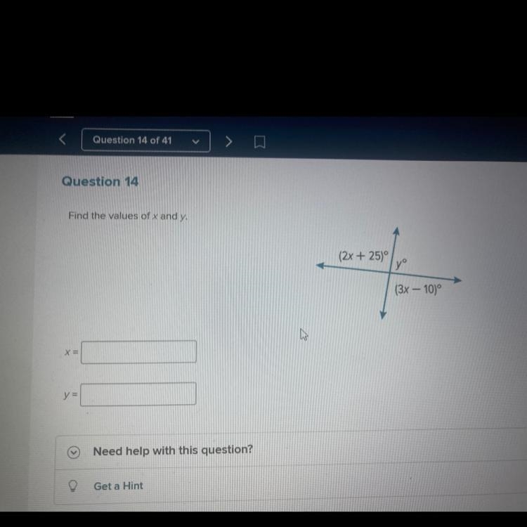 Find the values of x and y-example-1