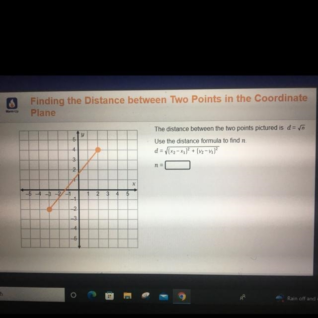 -5 -3-2 5 4 3 2 4 -2 بله با -3 -4 -5 y 1 2 3 4 5 x The distance between the two points-example-1